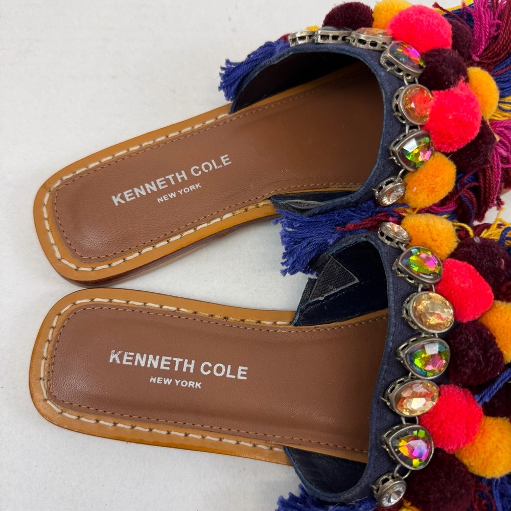 Kenneth Cole Multicolor Pom-Pom Slide Sandals - Picture 3 of 7